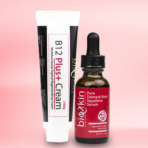 BioZkin B12 Plus+ Cream & Pure Damask Rose Squalene Serum Gift Set - Biosense Clinic